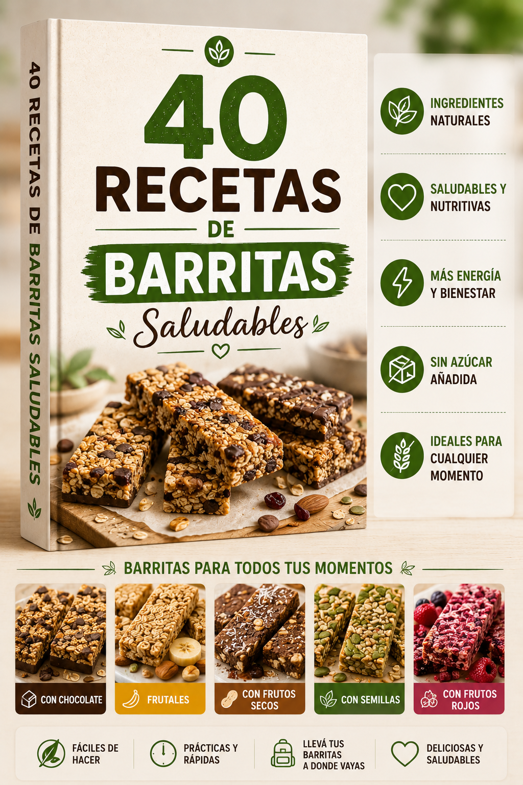40 RECETAS PARA ELABORAR TUS PROPIAS BARRITAS DE CEREALES